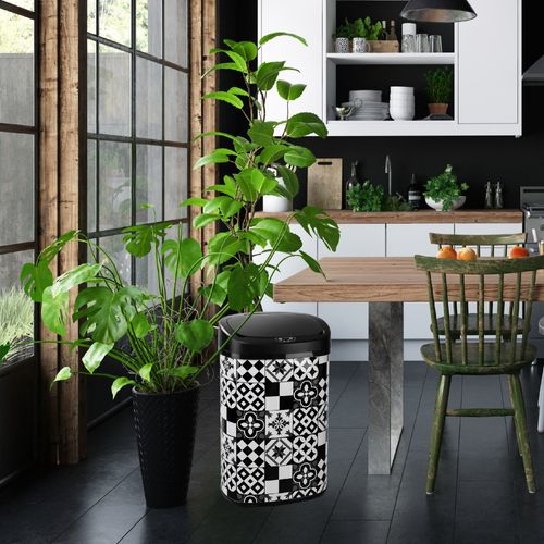 Poubelle De Cuisine Automatique 58 L Noir Et Blanc - Bat-58l Tile Black