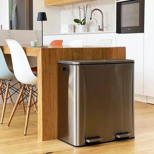 Poubelle Pédale Tri Sélectif Major Argent 60l