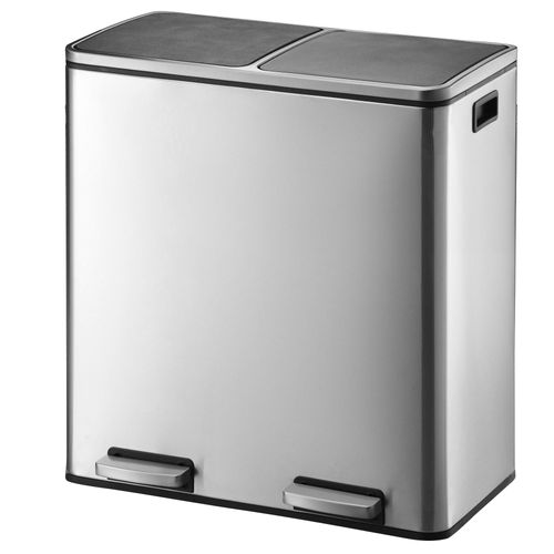 Poubelle Pédale Tri Sélectif Major Argent 60l