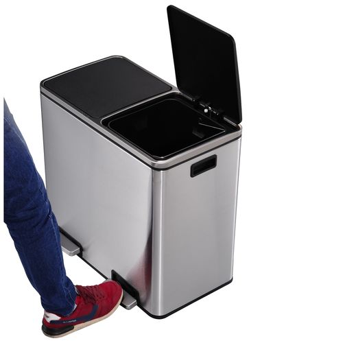 Poubelle Pédale Tri Sélectif Major Argent 60l