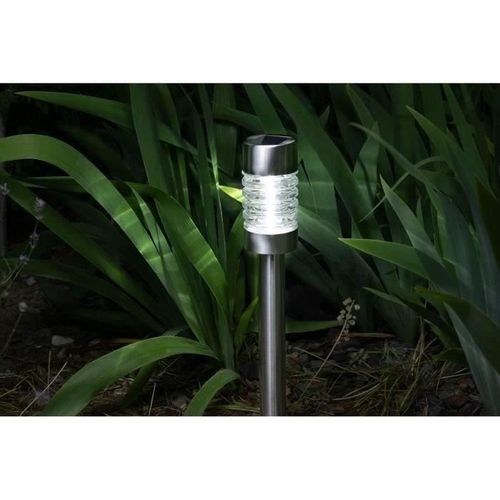 Borne Solaire Inox 57 Cm — 10 Lm, LED Intégrée, à Planter/à Poser