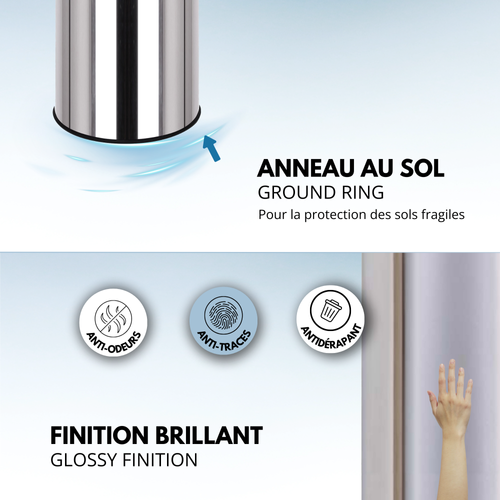 Poubelle Automatique Inox Artic Argent 50l