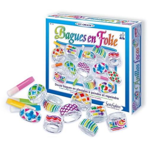 Sentosphère - My Fashion Boutique - Bagues en Folie - Créer des bagues personnalisées - Kit de fabrication de bijoux - Activité d'art et d'artisanat pour enfants - à partir de 7