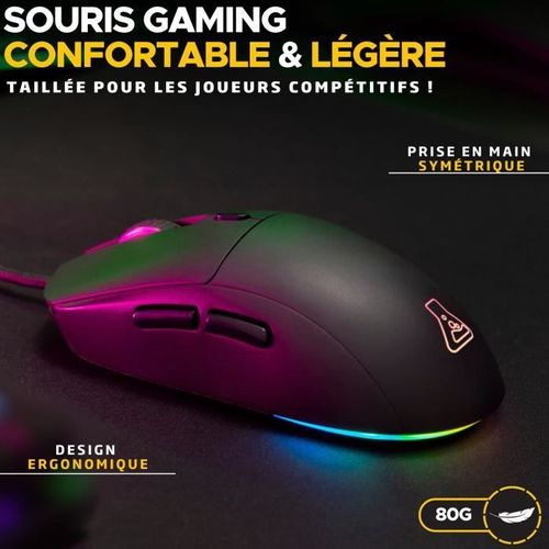 Souris Gamer Filaire - Kult-cobalt - Rgb - 12800 Dpi - Noir