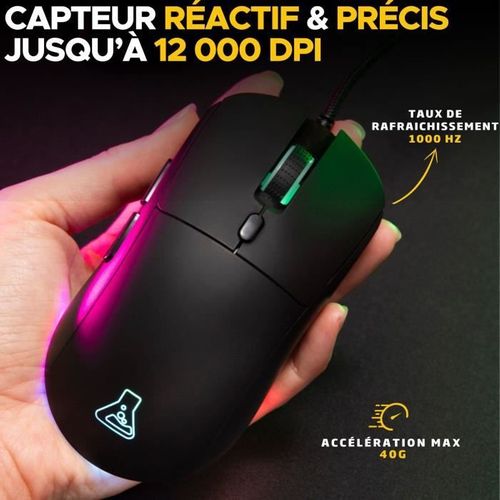 Souris Gamer Filaire - Kult-cobalt - Rgb - 12800 Dpi - Noir