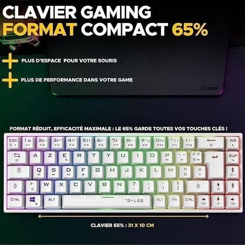 Clavier Gamer Sans Fil - Keyz Titan - Mécanique (switch Rouge) - Azerty - Triple Mode - Rgb - Blanc
