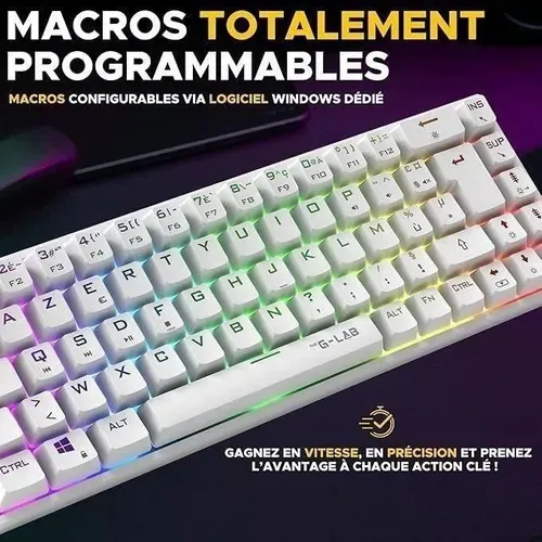 Clavier Gamer Sans Fil - Keyz Titan - Mécanique (switch Rouge) - Azerty - Triple Mode - Rgb - Blanc