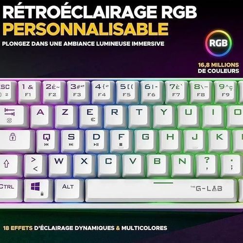 Clavier Gamer Sans Fil - Keyz Titan - Mécanique (switch Rouge) - Azerty - Triple Mode - Rgb - Blanc