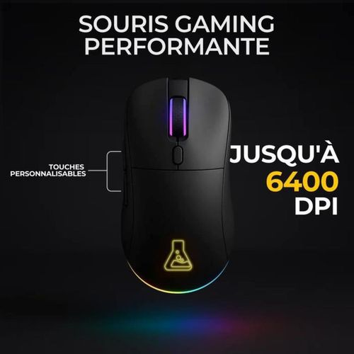 Combo Clavier Azerty Compact + Souris Gaming Sans Fil Rgb, 32 Macros, 3200 Dpi