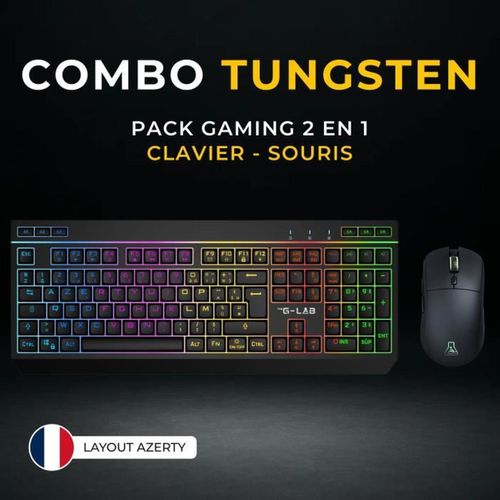 Combo Clavier Azerty Compact + Souris Gaming Sans Fil Rgb, 32 Macros, 3200 Dpi