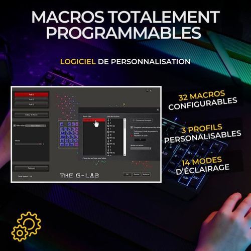 Combo Clavier Azerty Compact + Souris Gaming Sans Fil Rgb, 32 Macros, 3200 Dpi