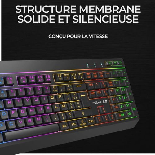 Combo Clavier Azerty Compact + Souris Gaming Sans Fil Rgb, 32 Macros, 3200 Dpi