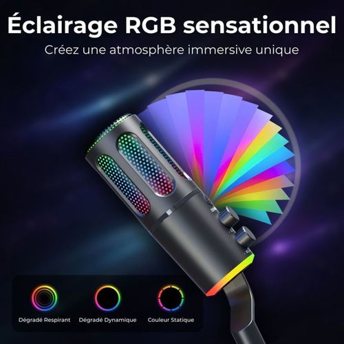 Microphone De Bureau K-mic-neon — Cardioïde USB et Jack 3,5 Mm, Rgb