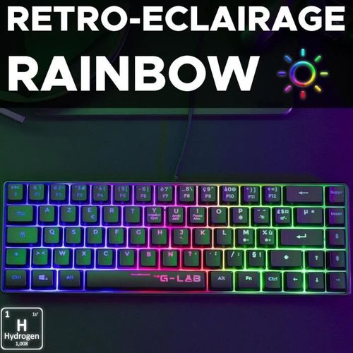 Clavier Gamer - Keyz Hydrogen - 60% Format Compact - Rétroéclairé - Filaire - Noir