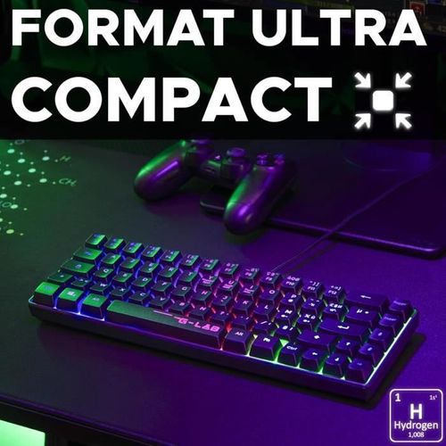 Clavier Gamer - Keyz Hydrogen - 60% Format Compact - Rétroéclairé - Filaire - Noir