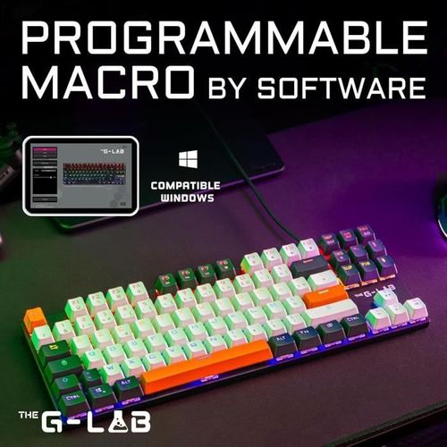 Clavier Gaming - The G-lab - Keyz-mercury-c/fr - Mécanique - Tkl - 3coloris Blanc+noir+orangefr