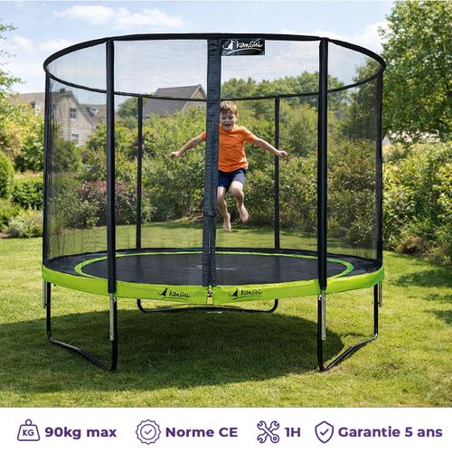 Trampoline De Jardin D. 300cm + Filet De Sécurité - Punchi 300 Vert