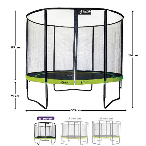 Trampoline De Jardin D. 300cm + Filet De Sécurité - Punchi 300 Vert