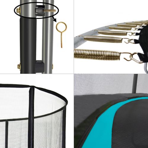 Trampoline D. 430cm + Filet + échelle + Bâche + Kit Ancrage - Punchi 430 Bleu