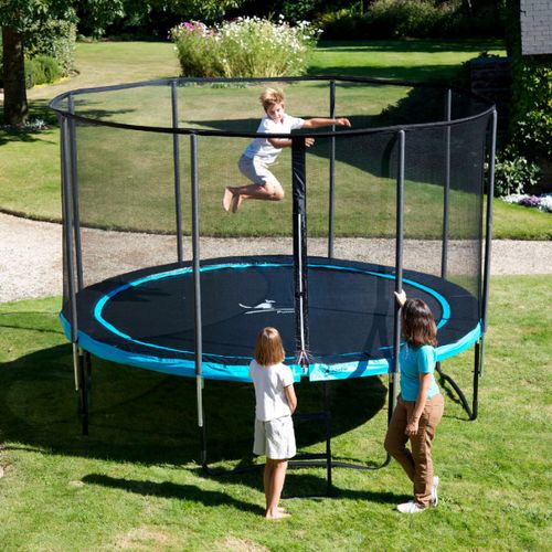 Trampoline D. 430cm + Filet + échelle + Bâche + Kit Ancrage - Punchi 430 Bleu