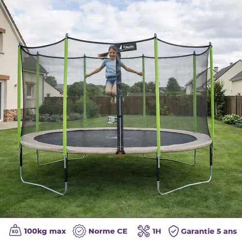Trampoline D. 430 cm + Filet + échelle + Bâche + Kit D'ancrage - Jumpi 430