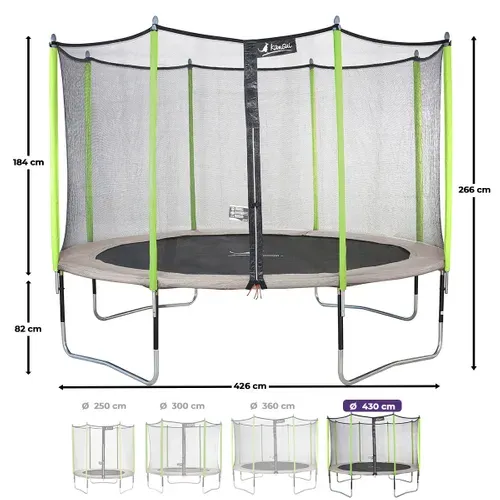 Trampoline D. 430 cm + Filet + échelle + Bâche + Kit D'ancrage - Jumpi 430