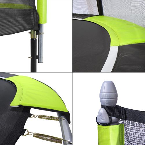 Trampoline Jardin D. 300 cm + Filet + échelle - Jumpi 300 - Noir/vert