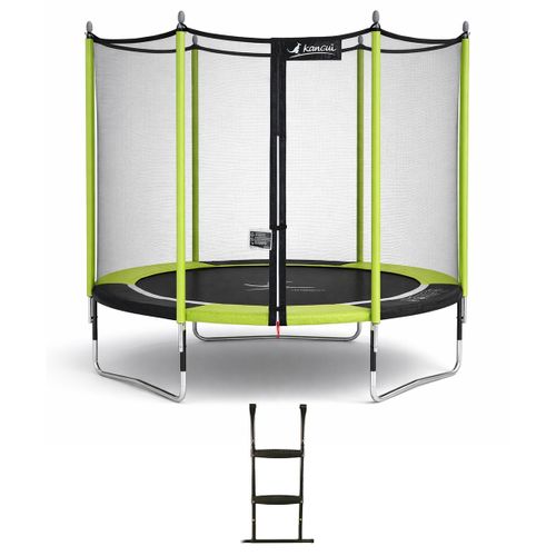 Trampoline Jardin D. 300 cm + Filet + échelle - Jumpi 300 - Noir/vert