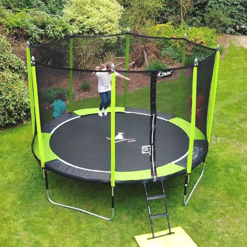 Trampoline Jardin D. 300 cm + Filet + échelle - Jumpi 300 - Noir/vert