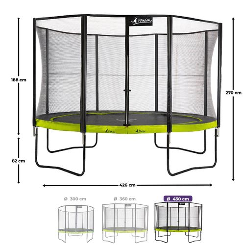 Trampoline De Jardin D. 430cm + Filet De Sécurité + échelle - Punchi 430 Vert