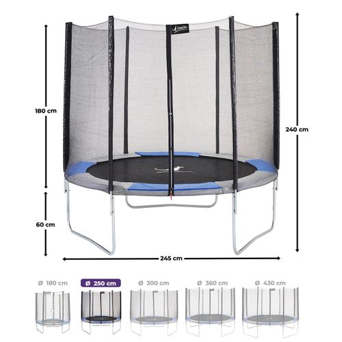 Trampoline Rond D.250cm Avec Filet, échelle, Bâche Et Kit Ancrage - Ralli 250