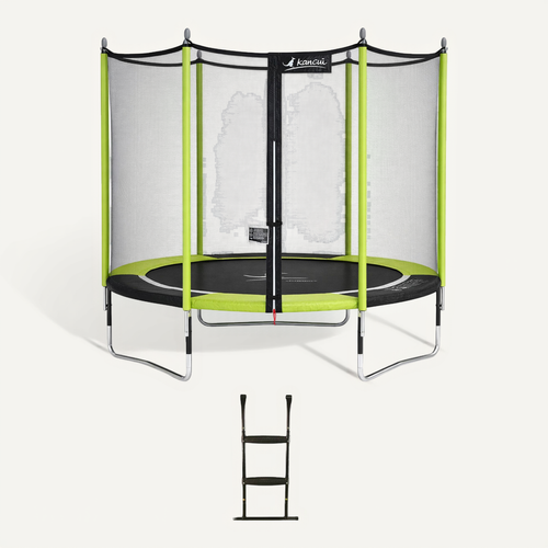Trampoline Jardin D. 250 cm + Filet + échelle - Jumpi 250 - Noir/vert