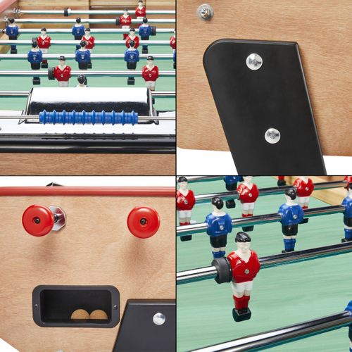 Baby-foot Adulte Luxe En Bois - Barres Télescopiques - 2 à 4 Joueurs