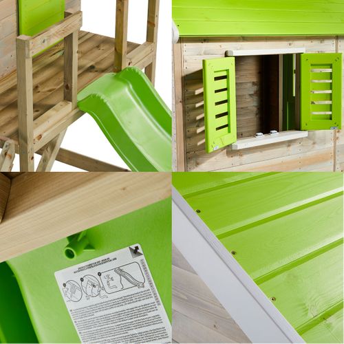 Maisonnette Enfant Extérieur En Bois Tinni Avec Plateforme Et Toboggan