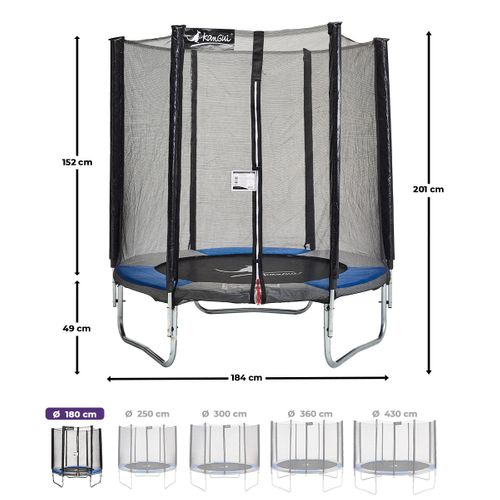 Trampoline Rond D. 180cm Avec Filet De Sécurité - Ralli 180