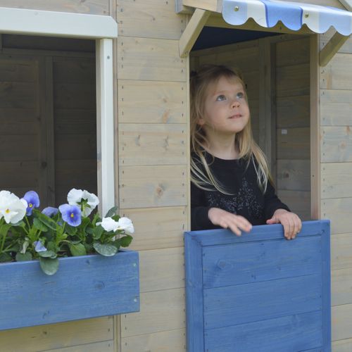 Maison De Jardin Enfant Extérieur - Cabane En Bois Avec Plancher - Toit Étanche - Bleu Et Blanc