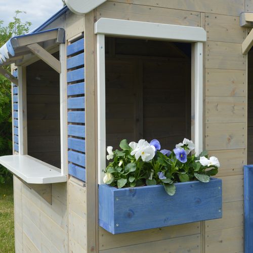 Maison De Jardin Enfant Extérieur - Cabane En Bois Avec Plancher - Toit Étanche - Bleu Et Blanc