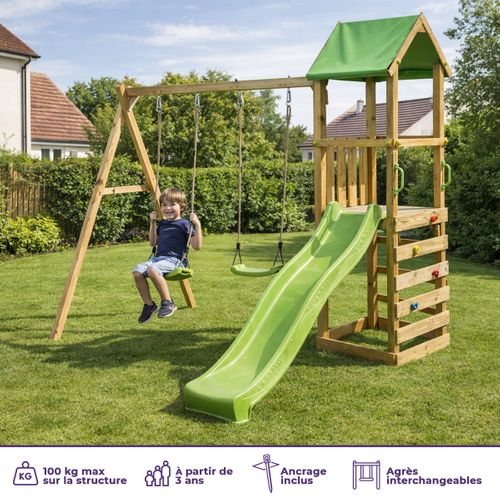 Aire De Jeux Bois Enfant : Plateforme 120 Cm Avec Toboggan Walli