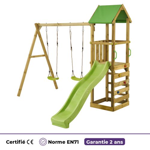 Aire De Jeux Bois Enfant : Plateforme 120 Cm Avec Toboggan Walli