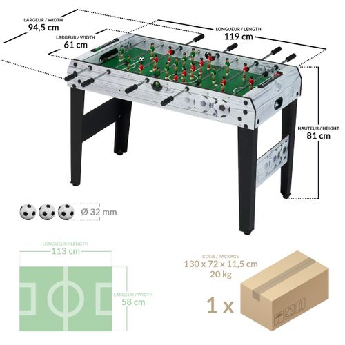 Table De Baby-foot D'intérieur Enfant - 22 Joueurs - 3 Balles Incluses