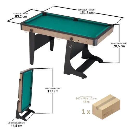 Billard Américain Pliable - 2 Joueurs - Compact Et Pratique