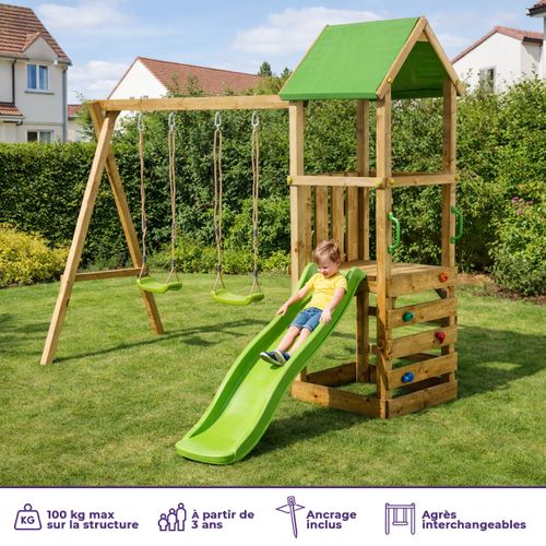 Aire De Jeux Bois Enfant : Plateforme 90 Cm Avec Toboggan Walli