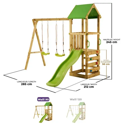 Aire De Jeux Bois Enfant : Plateforme 90 Cm Avec Toboggan Walli