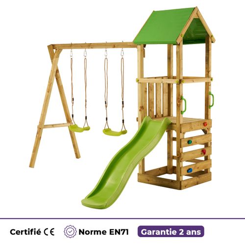 Aire De Jeux Bois Enfant : Plateforme 90 Cm Avec Toboggan Walli