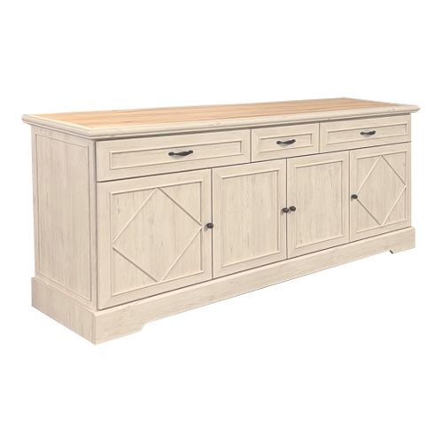 Buffet 4 portes/ 3 tiroirs COSTAL Imitation chêne clair vieilli vue 3/4