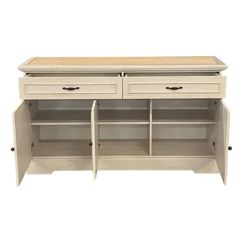 Buffet 3 portes/ 2 tiroirs COSTAL Imitation chêne clair vieilli