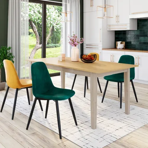 Table extensible L.180/220 cm COSTAL Imitation chêne clair vieilli vue d'ambiance 1