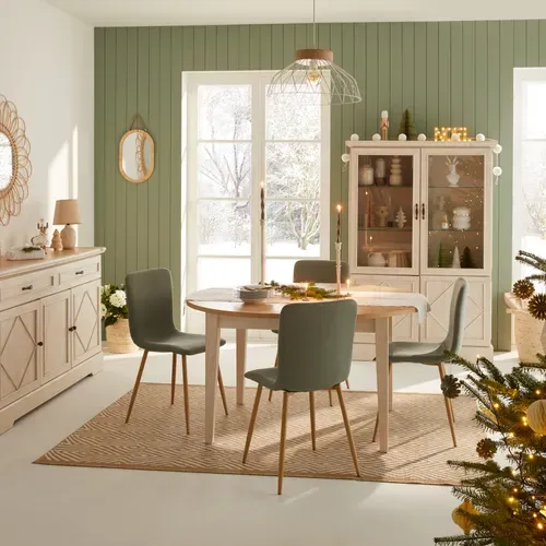 Table extensible L. 140/180 cm COSTAL Imitation chêne clair vieilli