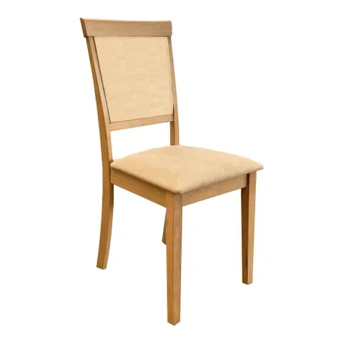 Chaise hévéa massif/  tissu COSTAL Imitation chêne clair vieilli vue 3/4