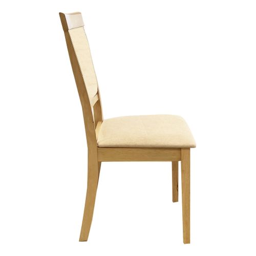 Chaise hévéa massif/  tissu COSTAL Imitation chêne clair vieilli